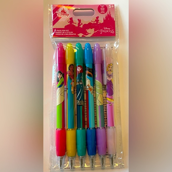 Disney Princess 👑 Pens - Set of 6 - Black ink - NEW - Picture 1 of 2